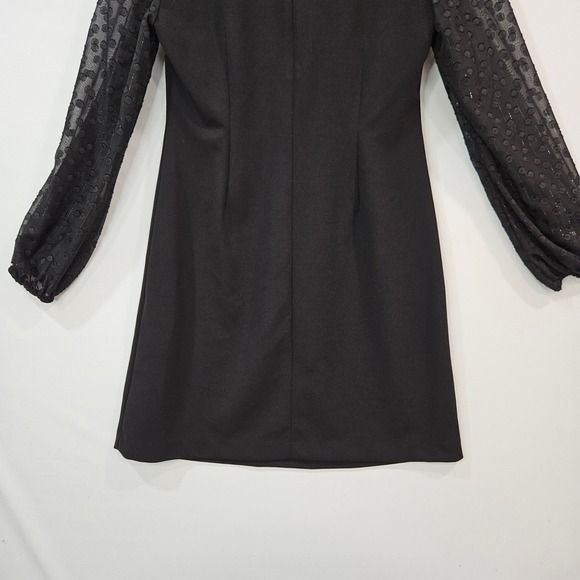 Tommy Hilfiger Sheer Sleeve Dress 8 Polka Dot‎ Mesh Black Wednesday Whimsigoth - Picture 8 of 16